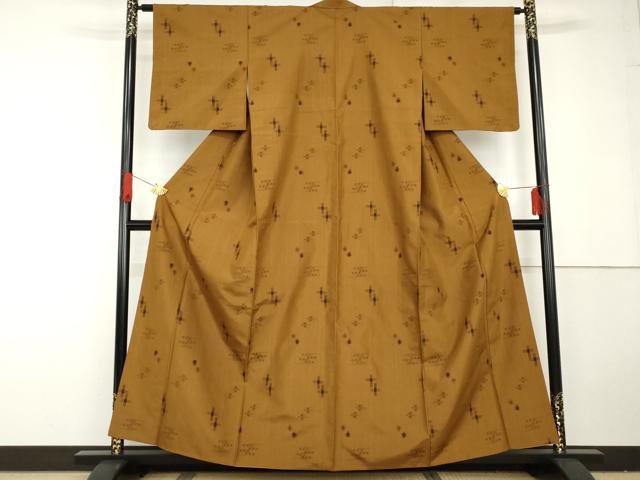 平和屋着物●上質な紬　琉球絣文様　正絹　逸品　AABG3599cs