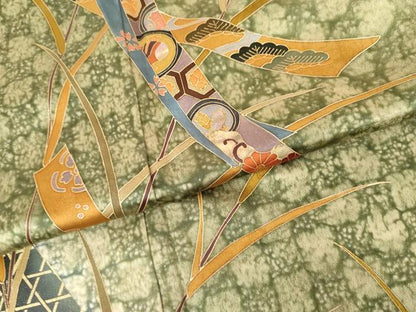 平和屋着物●訪問着　螺鈿　短冊吉祥花文　暈し染め　金彩　正絹　逸品　AABG3604cs