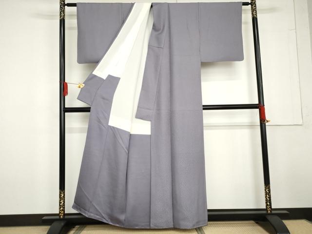 平和屋着物●本草木染作家　圓啓　色無地　源氏香地紋　鳩羽色　正絹　逸品　AABG3609cs