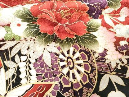 平和屋着物●豪華振袖　花車舞蝶文　暈し染め　金彩　正絹　逸品　AABG3610cs