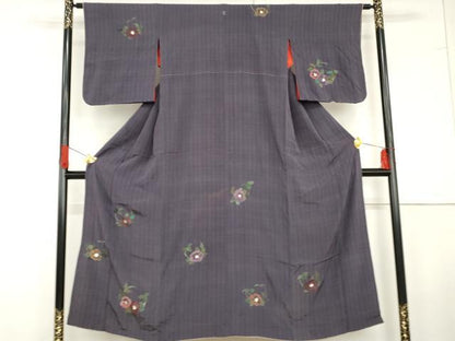 平和屋着物●アンティーク　大正ロマン　訪問着　刺繍　椿　正絹　逸品　AABG3612cs