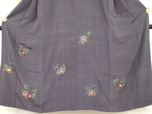 平和屋着物●アンティーク　大正ロマン　訪問着　刺繍　椿　正絹　逸品　AABG3612cs