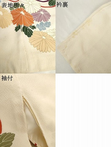 平和屋着物●豪華振袖　友禅　檜扇鴛鴦風景花文　金彩　正絹　逸品　AABG3613cs