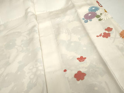 平和屋着物●豪華振袖　友禅　檜扇鴛鴦風景花文　金彩　正絹　逸品　AABG3613cs