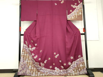 平和屋着物●訪問着　正倉院更紗花文　金彩　正絹　逸品　AABG3616cs