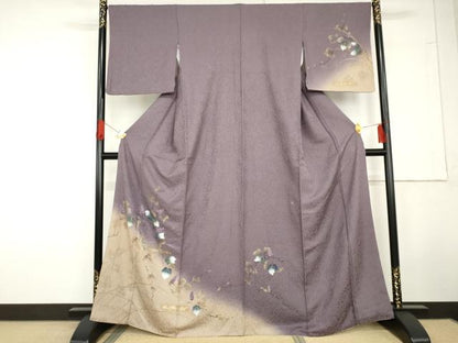 平和屋着物●訪問着　手描き　蔦の葉文　暈し染め　金銀彩　正絹　逸品　AABG3618cs