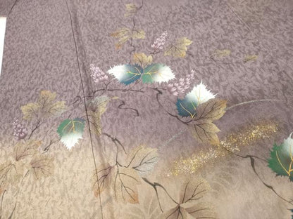 平和屋着物●訪問着　手描き　蔦の葉文　暈し染め　金銀彩　正絹　逸品　AABG3618cs