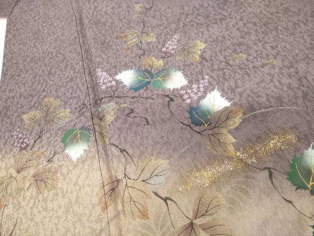 平和屋着物●訪問着　手描き　蔦の葉文　暈し染め　金銀彩　正絹　逸品　AABG3618cs