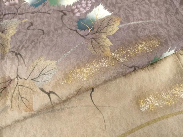 平和屋着物●訪問着　手描き　蔦の葉文　暈し染め　金銀彩　正絹　逸品　AABG3618cs