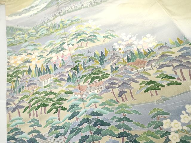 平和屋着物●十日町友禅作家　岡村蒼風　色留袖　松竹梅風景文　暈し染め　正絹　逸品　AABG3619cs