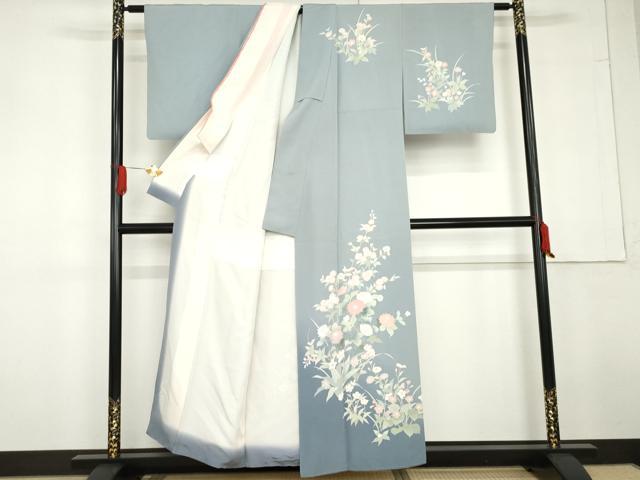 平和屋着物●訪問着　友禅　作家物　枝花文　暈し染め　正絹　逸品　AABG3621cs