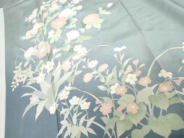 平和屋着物●訪問着　友禅　作家物　枝花文　暈し染め　正絹　逸品　AABG3621cs
