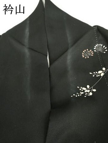 平和屋着物●訪問着　駒刺繍　流水吉祥草花文　黒地　金彩　正絹　逸品　AABG3622cs