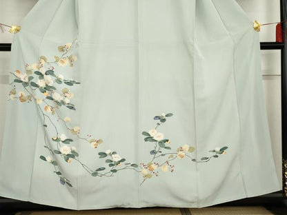 平和屋着物●訪問着　友禅　枝花文　正絹　逸品　AABG3623cs