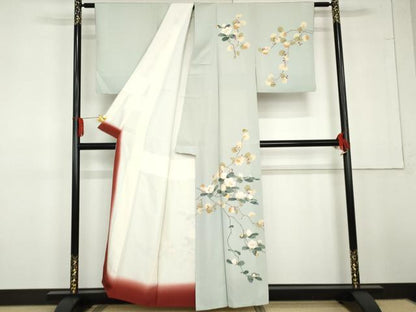 平和屋着物●訪問着　友禅　枝花文　正絹　逸品　AABG3623cs
