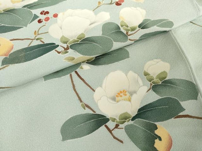 平和屋着物●訪問着　友禅　枝花文　正絹　逸品　AABG3623cs