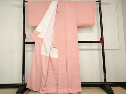 平和屋着物●豪華色留袖　片輪車吉祥地紋　紅梅色地　高島屋扱い　正絹　逸品　AABG3625cs