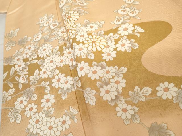 平和屋着物●訪問着　駒刺繍　枝花文　金彩　正絹　逸品　AABG3626cs