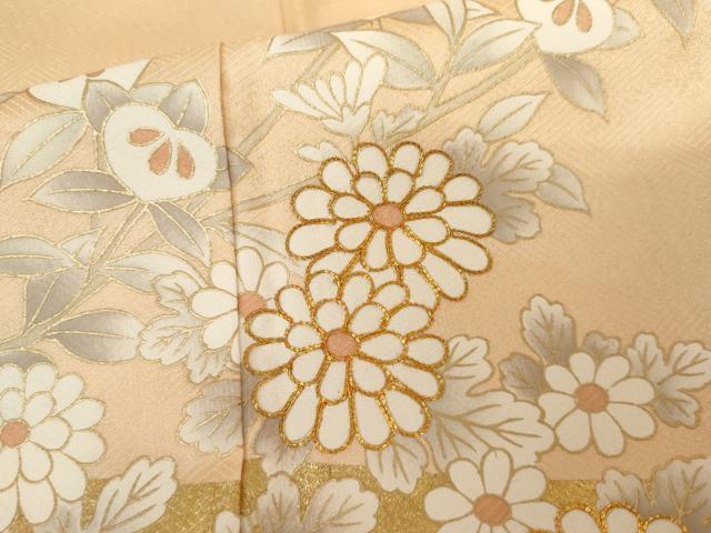平和屋着物●訪問着　駒刺繍　枝花文　金彩　正絹　逸品　AABG3626cs