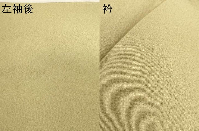 平和屋着物●上質な色無地　抹茶色　正絹　逸品　AABG3628cs