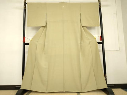 平和屋着物●上質な色無地　抹茶色　正絹　逸品　AABG3628cs