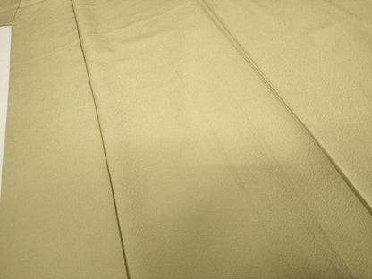 平和屋着物●上質な色無地　抹茶色　正絹　逸品　AABG3628cs
