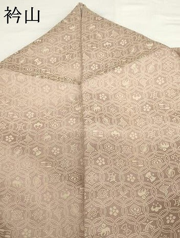 平和屋着物●黄金糸　お召　吉祥花文　正絹　逸品　AABG3629cs
