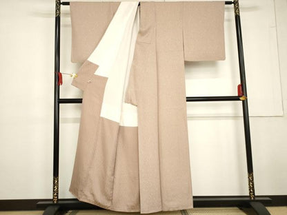 平和屋着物●黄金糸　お召　吉祥花文　正絹　逸品　AABG3629cs