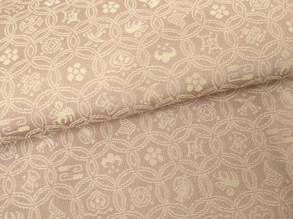 平和屋着物●黄金糸　お召　吉祥花文　正絹　逸品　AABG3629cs