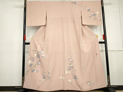 平和屋着物●糸目友禅作家　滝沢晃　訪問着　枝花文　正絹　逸品　AABG3633cs