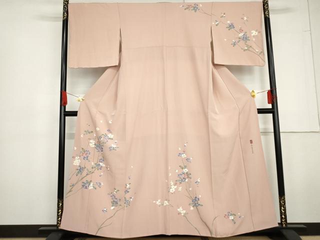 平和屋着物●糸目友禅作家　滝沢晃　訪問着　枝花文　正絹　逸品　AABG3633cs