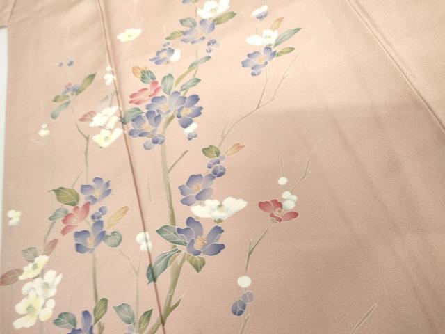 平和屋着物●糸目友禅作家　滝沢晃　訪問着　枝花文　正絹　逸品　AABG3633cs