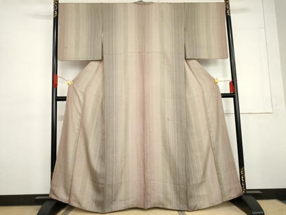 平和屋着物●上質な小紋　霞縞　正絹　逸品　AABG3634cs