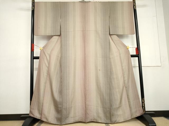 平和屋着物●上質な小紋　霞縞　正絹　逸品　AABG3634cs