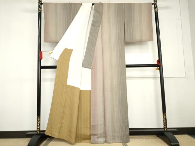 平和屋着物●上質な小紋　霞縞　正絹　逸品　AABG3634cs