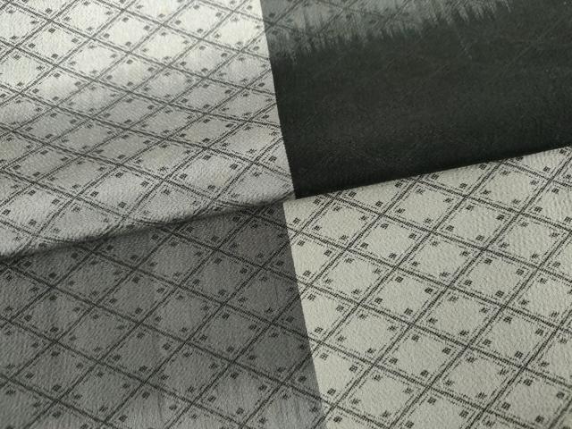 平和屋着物●お召　変わり市松　正絹　逸品　AABG3635cs
