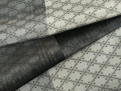平和屋着物●お召　変わり市松　正絹　逸品　AABG3635cs
