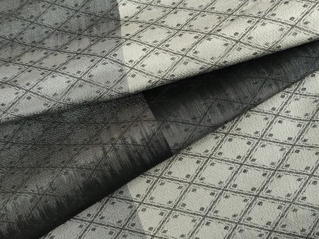 平和屋着物●お召　変わり市松　正絹　逸品　AABG3635cs