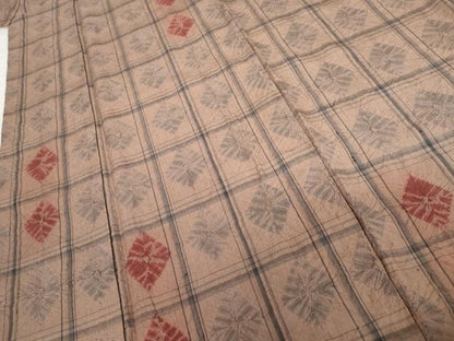 平和屋着物●上質な紬　絞り　菱格子　正絹　逸品　AABG3636cs