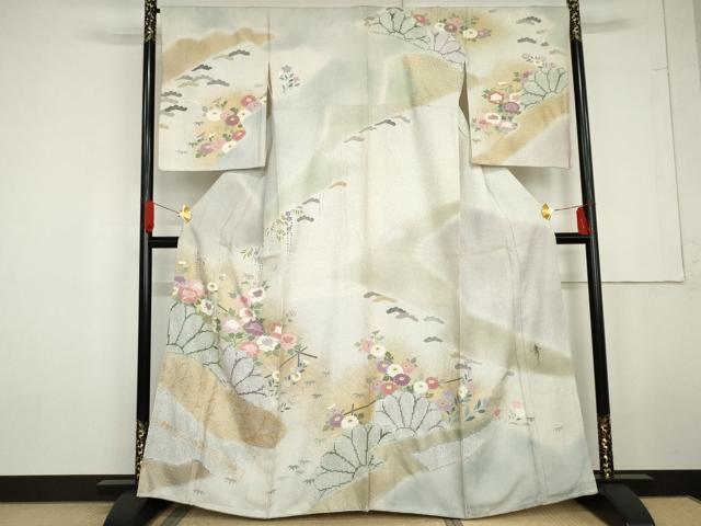 平和屋着物●京友禅の第一人者　松井青々　訪問着　花松文　暈し染め　金彩　正絹　逸品　AABG3639cs