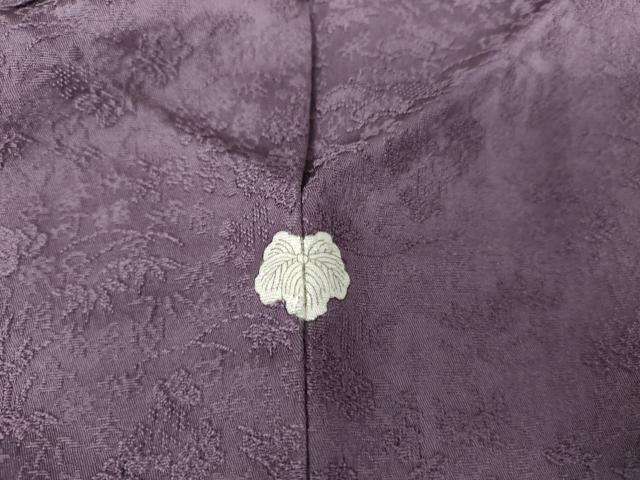 平和屋着物●上質な色無地　草花地紋　深紫色　正絹　逸品　AABG3640cs