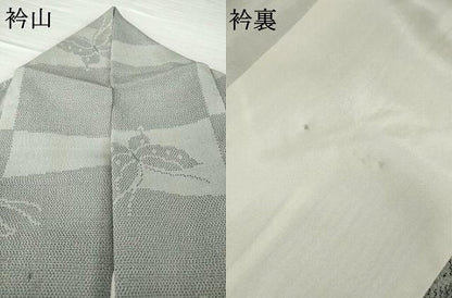 平和屋着物●お召　塩沢絣　舞蝶文　やまと誂製　正絹　逸品　AABG3642ck