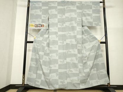 平和屋着物●お召　塩沢絣　舞蝶文　やまと誂製　正絹　逸品　AABG3642ck