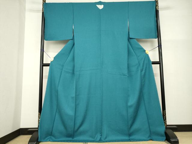 平和屋着物●上質な色無地　花唐草地紋　高麗納戸色　やまと誂製　ロング丈　正絹　逸品　未使用　AABG3643ck