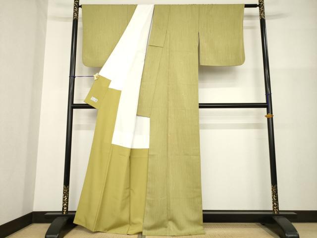 平和屋着物●洗える最高級着物　＜英＞はなぶさ謹製　小紋　縞　大野ちりめん　反端付き　AABG3646ck