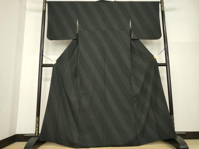 平和屋着物●洗える最高級着物　＜英＞はなぶさ謹製　小紋　斜縞　AABG3650ck