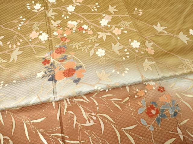 平和屋着物●訪問着　雪輪枝花文　暈し染め　金彩　正絹　逸品　AABG3655ck
