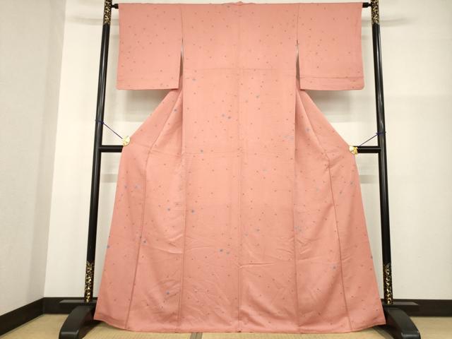 平和屋着物▼上質な小紋　絞り　丸文　正絹　逸品　AABG3656ck