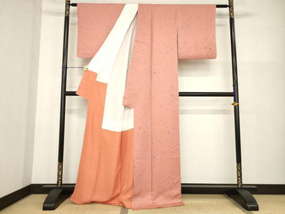 平和屋着物▼上質な小紋　絞り　丸文　正絹　逸品　AABG3656ck
