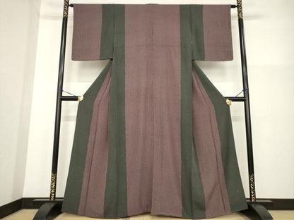 平和屋着物▼上質な小紋　間道　たたき染め　正絹　逸品　AABG3658ck